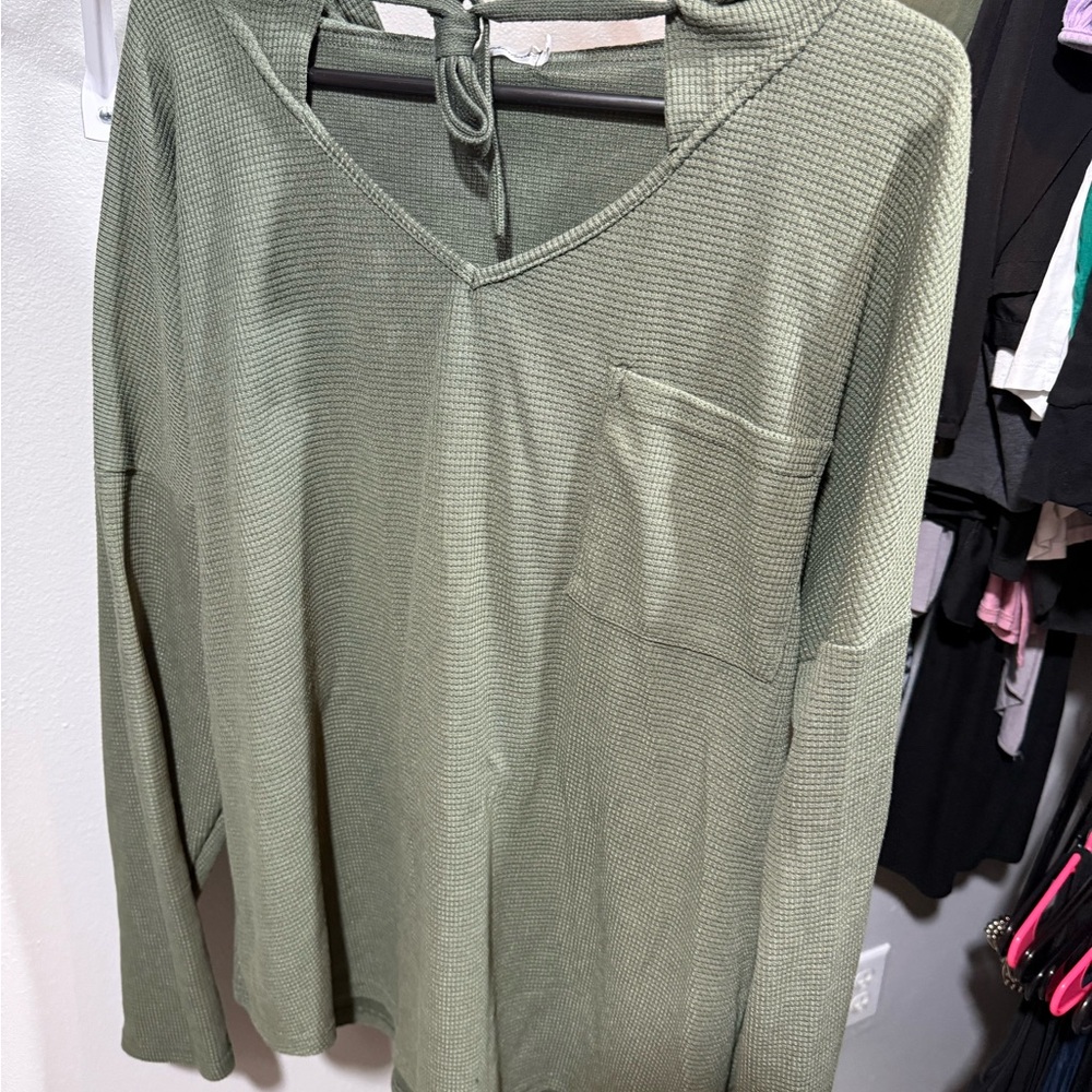Casual Olive Green Women's Hoodie